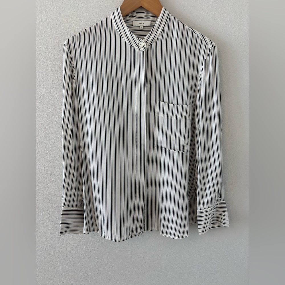 Vince silk Striped Button-Up blouse